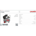 Crown 25L Air Compressor, 2HP, Tank Capacity: 25L, 8 Bar, Model: CT36028