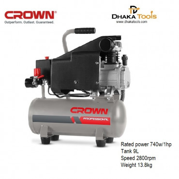 CROWN 9L Air Compressor, 1HP, Tank Capacity: 9L, Model CT36046