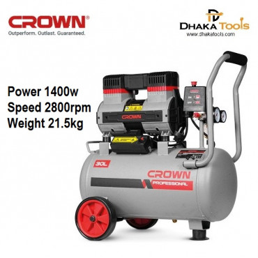 Crown 24L Silent Air Compressor, Oil free & Soundless, 1400w, Tank Capacity: 24L, Model CT36090