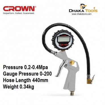 CROWN Tyre Inflator with Air Pressure Gauge CT38149