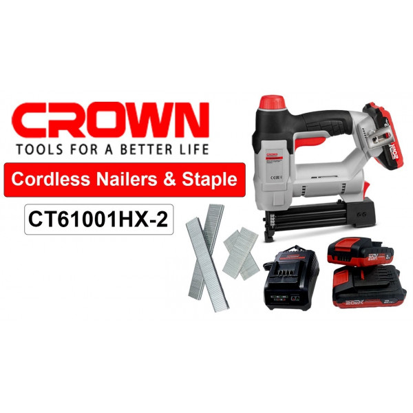 Crown 20v Li-ion Cordless Brad Nailer And Stapler with battery & Charger Included - CT61001HX-2