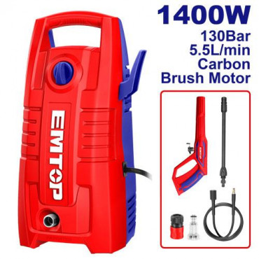 EMTOP EHPW1401 High Pressure Washer | 1400W Power | 130 Bar (1900 PSI) | 5.5 L/Min | Auto Stop System | Model: EHPW1401