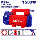 EMTOP EHPW1501 High Pressure Washer, 1500W Power, 100 Bar (1450 PSI), 6.7 L/Min | Model: EHPW1501