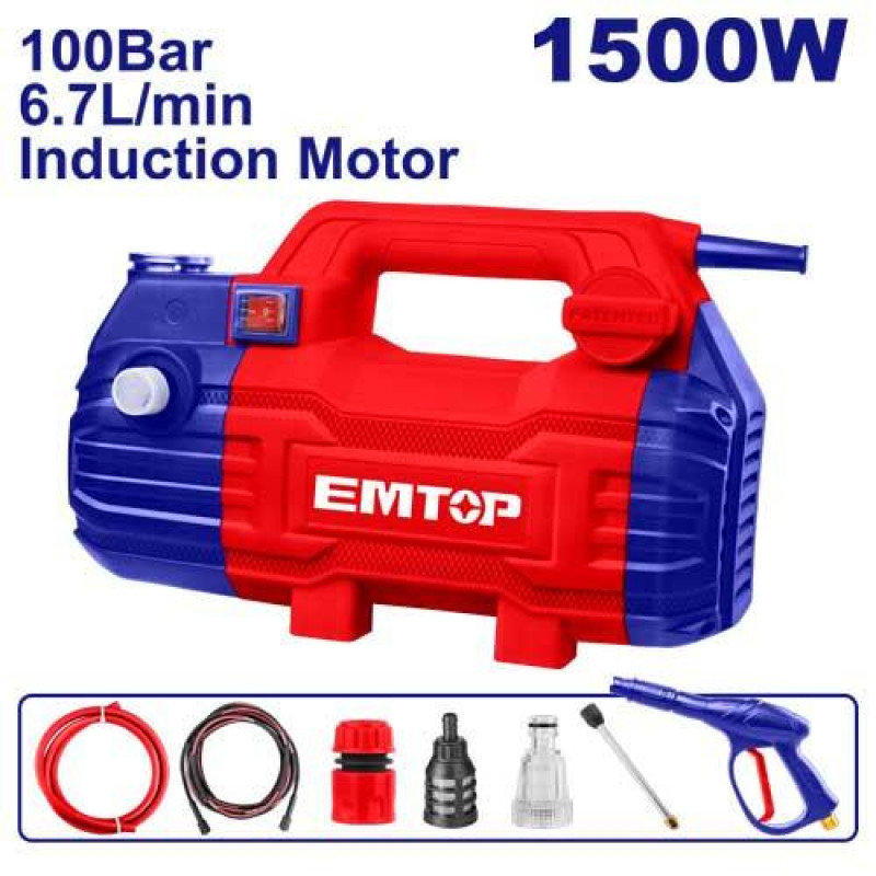 EMTOP EHPW1501 High Pressure Washer, 1500W Power, 100 Bar (1450 PSI), 6.7 L/Min | Model: EHPW1501