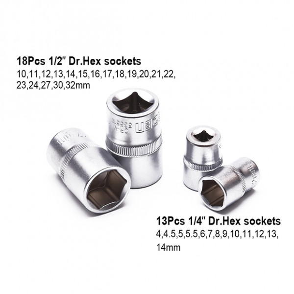 Harden 94Pcs 1/2＂&1/4＂ DR. Socket Set Auto Tools Set Model: 510694