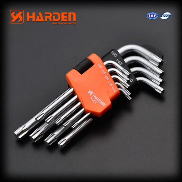 Harden 9Pcs Short Torx Key Wrench set ( T10, T15, T20, T25, T27, T30, T40, T45, T50mm ) Model: 540601