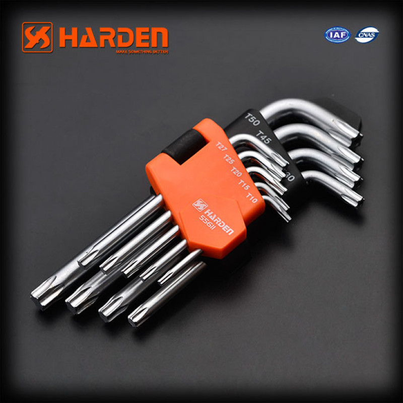 Harden 9Pcs Short Torx Key Wrench set ( T10, T15, T20, T25, T27, T30, T40, T45, T50mm ) Model: 540601