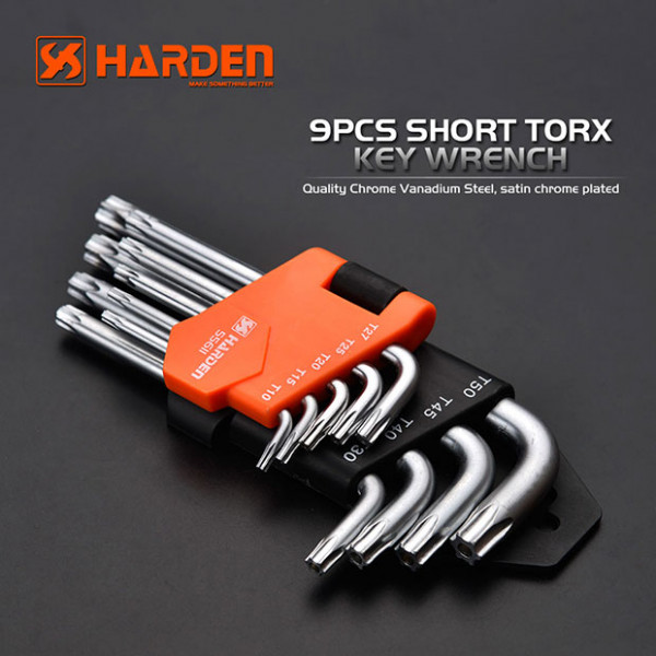 Harden 9Pcs Short Torx Key Wrench set ( T10, T15, T20, T25, T27, T30, T40, T45, T50mm ) Model: 540601