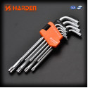 Harden 9Pcs Medium Torx Key Wrench Hex key ( T10, T15, T20, T25, T27, T30, T40, T45, T50mm ) Model: 540604