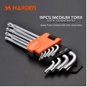 Harden 9Pcs Medium Torx Key Wrench Hex key ( T10, T15, T20, T25, T27, T30, T40, T45, T50mm ) Model: 540604