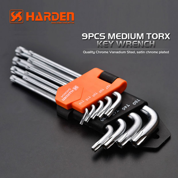 Harden 9Pcs Medium Torx Key Wrench Hex key ( T10, T15, T20, T25, T27, T30, T40, T45, T50mm ) Model: 540604