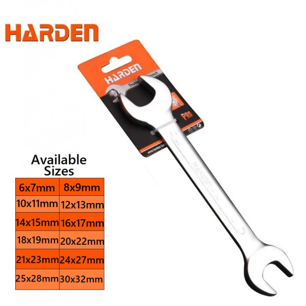 Harden European Double Open-end Spanner Dully Spanner 12 Standard Sizes ( 6x7mm to 30x32mm ) Model: 541206 - 541230