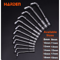 Harden L-Type Socket Wrench L Socket L Wrench CR-V steel 12 standard sizes  ( 8mm | 9mm | 10mm | 11mm | 12mm | 13mm | 14mm  | 15mm | 16mm | 17mm | 18mm | 19mm )  Model: 541408 ~ 541419