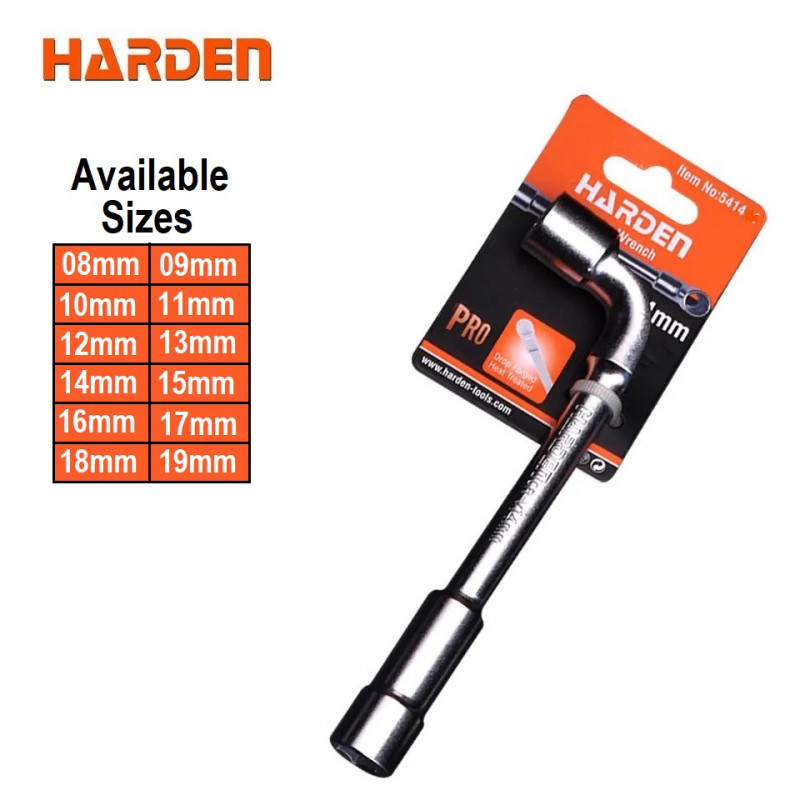 Harden L-Type Socket Wrench L Socket L Wrench CR-V steel 12 standard sizes  ( 8mm | 9mm | 10mm | 11mm | 12mm | 13mm | 14mm  | 15mm | 16mm | 17mm | 18mm | 19mm )  Model: 541408 ~ 541419