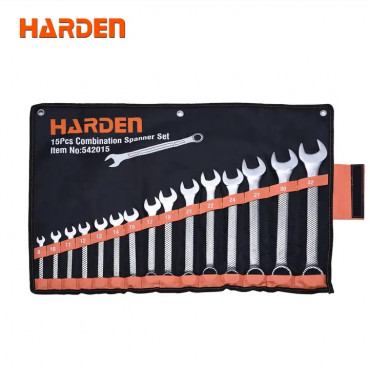 Harden 15Pcs Combination Spanner Set ( 8, 10, 11, 12, 13, 14, 15, 17, 19, 21, 22, 24, 27, 30, 32mm ) CrV Model: 542015