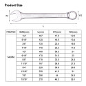 12Pcs Inch Combination Spanner Set ( 1/4",5/16",3/8",7/16",1/2",9/16",5/8",11/16",3/4",13/16",7/8",15/16"  ) CrV Model: 542062