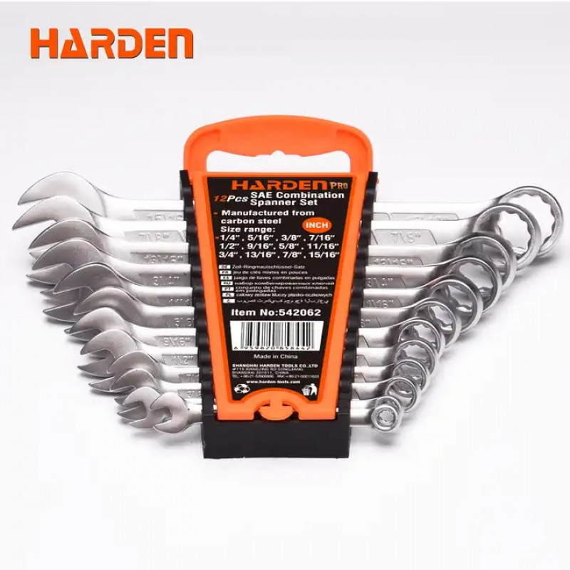 12Pcs Inch Combination Spanner Set ( 1/4",5/16",3/8",7/16",1/2",9/16",5/8",11/16",3/4",13/16",7/8",15/16"  ) CrV Model: 542062