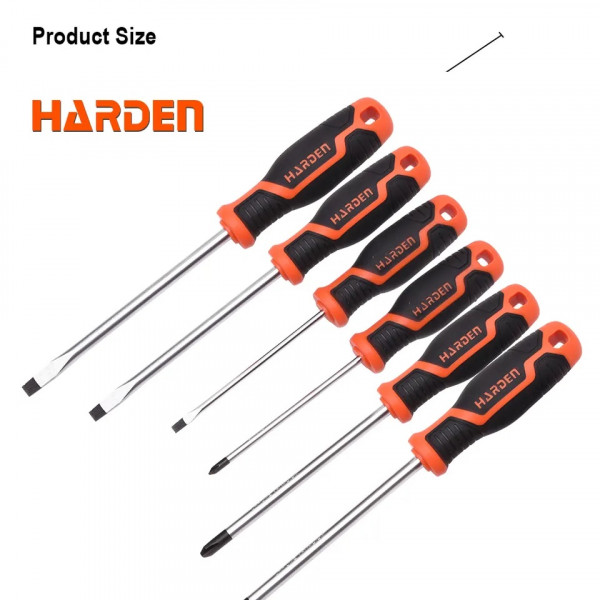 Harden 6Pc Screwdriver Set flat & star (Phillips) tips Screwdriver Model: 550396