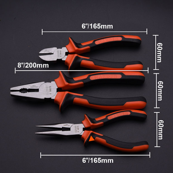 Harden 3pcs Plier Set ( 6" Diagonal Cutting Plier, 8" Combination Plier, 6"Long Nose Plier ) Model: 560179