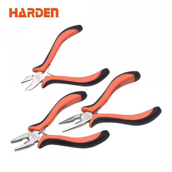 Harden 3Pcs Mini Pliers Set 4.5" CR-V ( Combination, Diagonal Cutting & Long Nose Pliers ) Model: 560309