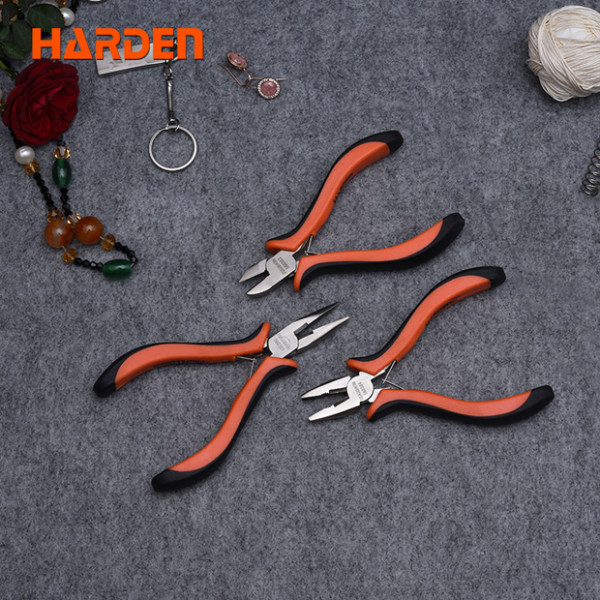 Harden 3Pcs Mini Pliers Set 4.5" CR-V ( Combination, Diagonal Cutting & Long Nose Pliers ) Model: 560309