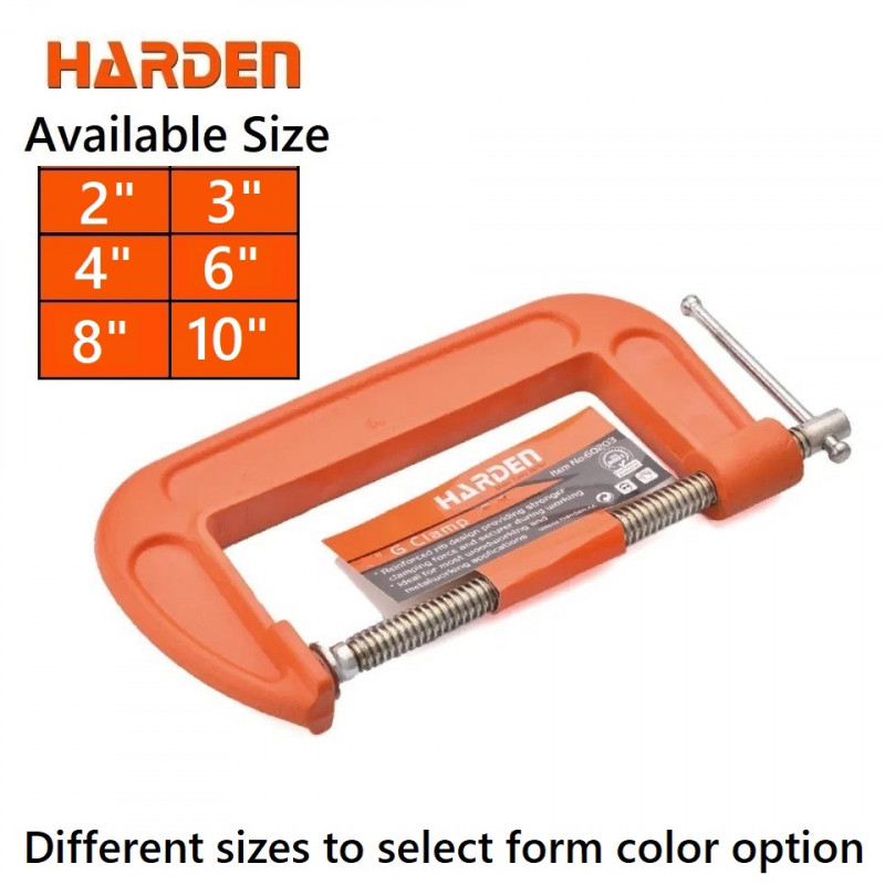 Harden G Clamp Professional Alloy Steel C Clamp  ( 2" | 3" | 4" | 6" | 8" | 10" ) 