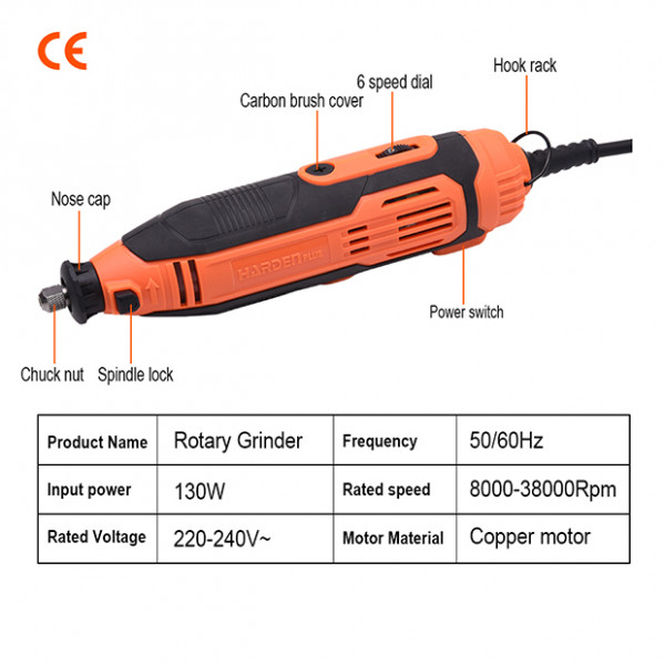 HARDEN Die Grinder Set 135W 211pcs Hand Power Small Mini Grinder Kit Portable Hobby Rotary Electric Grinder Tool Set 752912