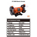 Harden 6" Bench Grinder 150W  Model: 753606