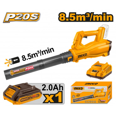 INGCO 20V Cordless Blower 115km/h with 2.0Ah Battery & Charger – Model CABLI203235