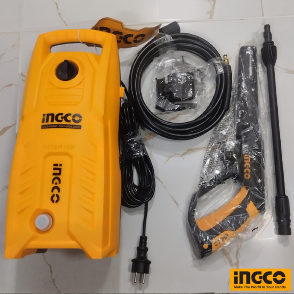 INGCO HPWR14008 High Pressure Washer – 1400W Induction Motor, 130 Bar (1900PSI), 5.5 L/min Flow Rate, Car & Bike Washer with 5m Pressure Hose