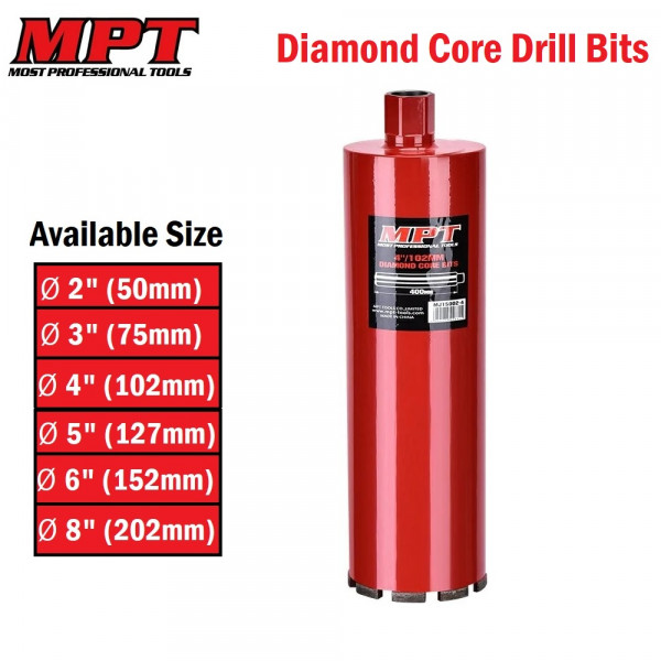 MPT Diamond Core Drill Bits 6 available size ( 2" / 3" / 4" / 5" / 6" / 8" ) MJ15002
