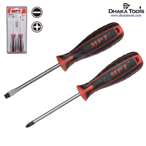 MPT 2 Pcs Non-Slip Magnetic Tip CR-V Phillips and Slotted Screwdriver Set MHA01002