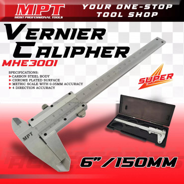 MPT Vernier Caliper 0-150mm (0-6 ") Chrome Plated Four-way Measurement MHE03001