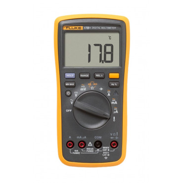 FLUKE 17B+ Digital Multimeter, for Electrical Applications, Measures AC/DC Voltage 1000V, Current Measurements to 10A, Resistance, Continuity, Diode, Capacitance, Frequency, and Temperature Testing