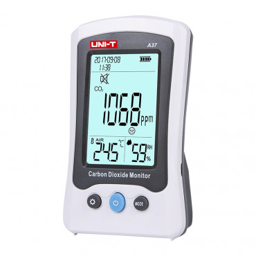 UNI-T A37 CO2 Meter, Air Quality Monitor, CO2 concentration, temperature, humidity, and date/time together, Air quality is indicator
