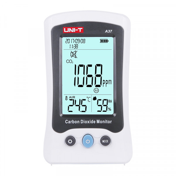 UNI-T A37 CO2 Meter, Air Quality Monitor, CO2 concentration, temperature, humidity, and date/time together, Air quality is indicator