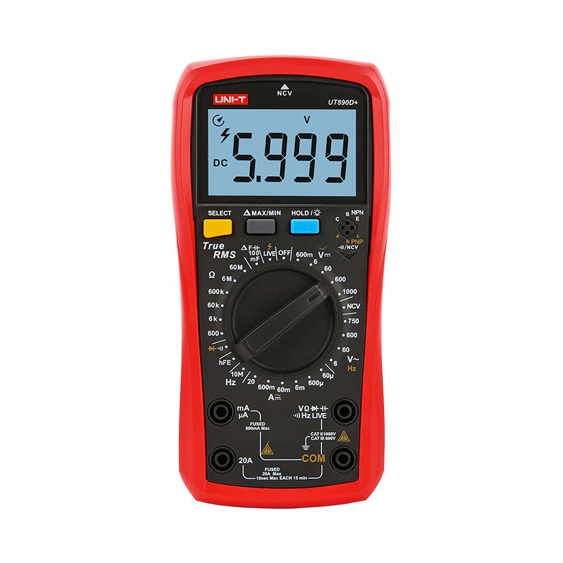 UNI-T UT890D+ True RMS Digital Multimeter AC 750V, DC 100V, 20A, [ Resistance, Capacitor, Frequency & Temperature ]