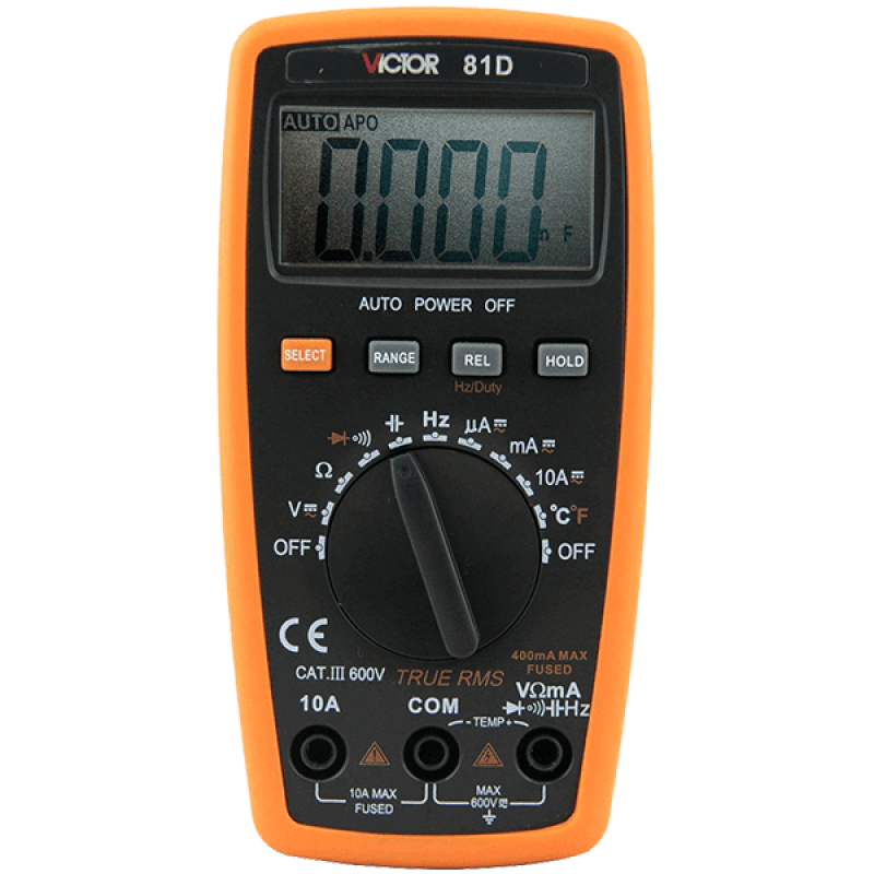 VICTOR 81D Digital Multimeter AC/DC 600V 10A ( 40MΩ, 100uF, 30MHz ) M