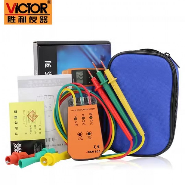 VICTOR 850 Three-Phase AC Phase Sequence Indicator Rotary Field Indicator 200V-480V Model: VC850