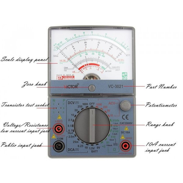 VICTOR 3021 Analogue Meter 1000V 10A 200MΩ Model: VC3021