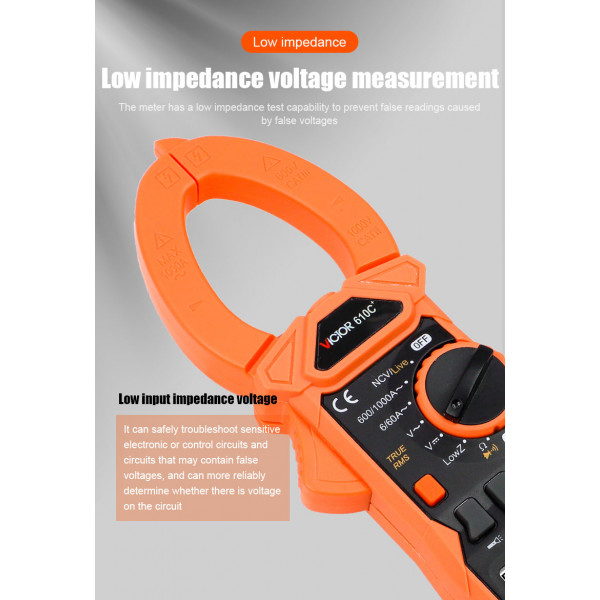 VICTOR 610C+ AC 1000A 750V Digital Clamp Meter DC 1000V 5999 counts VFC True RMS NCV Live Flashlight clam