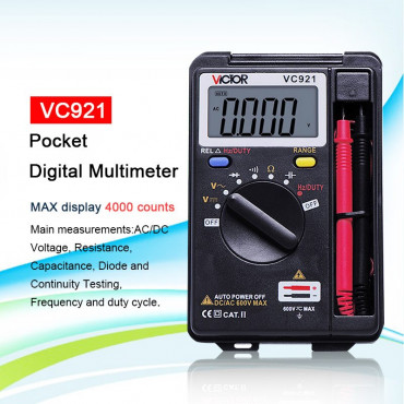 VICTOR VC921 Digital Multimeter True RMS 600V Mini Pocket Handheld size