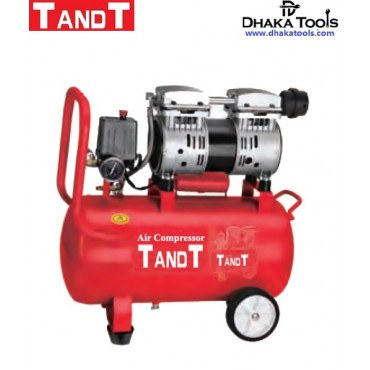 TANDT 24L Air Compressor (Silent), Oil free & Soundless, Tank Capacity: 24L, 800W, 7bar, Model:- TT2024S