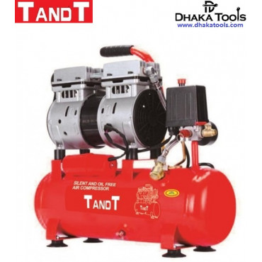 TANDT 10L Air Compressor (Silent), Oil free & Soundless, Tank Capacity: 10L, 600W, 7bar, Model: TT6010S