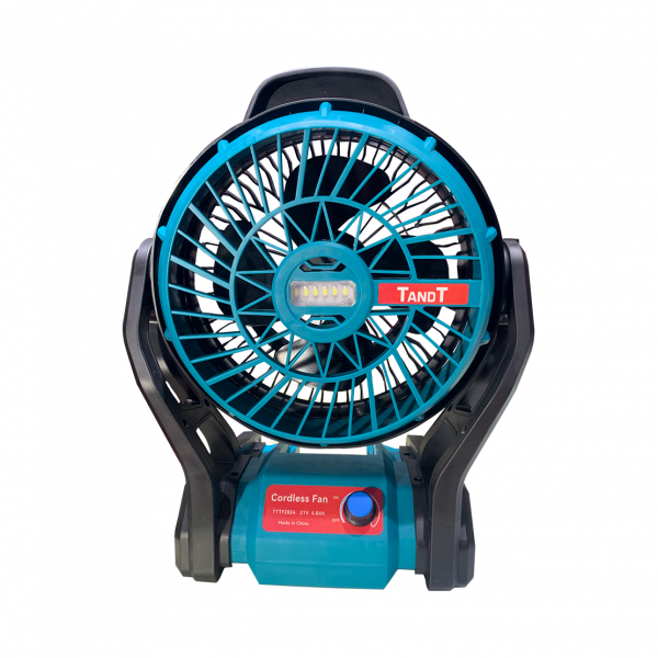 TANDT 12" Cordless Rechargeable Fan with Battery & Charger, 21watt, Brushed Motor Model: TTTF2024