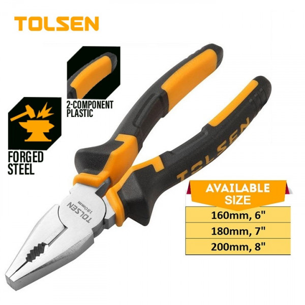 TOLSEN Combination Pliers ( 6" / 7" / 8" ) CR-V TPR Handle Model: 10000 / 10001 / 10002