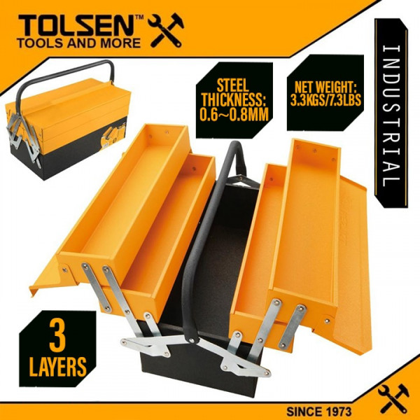 TOLSEN 16" Steel Tool Box 3 Layer Compartment Industrial Quality Model: 80211