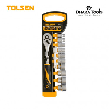 TOLSEN 12 Pcs 3/8" Ratchet Handle with Socket Set Industrial Series Model: 15151