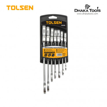 TOLSEN 7Pcs Flexible Gear Head Combination Ratchet Spanner Set Model: 15259