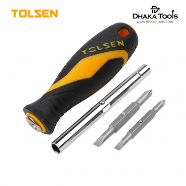 TOLSEN 6 in 1 Screwdriver Set (Philip & Flat) Interchangeable Model: 20043 TPR Handle